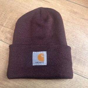 Carhartt Dark maroon Knit Cuffed Beanie with Logo Patch